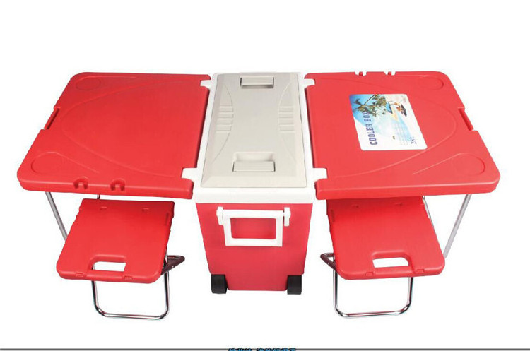 portable outdoor plastic 27L cooler box foldable table set bbq camping picnic folding table and chairs set