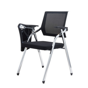 High quality stackable metal school training chair office mesh lecture foldable training chair with writing tablet