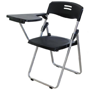 Modern easy carrying black plastic office meeting room portable study school writing desk training folding chair