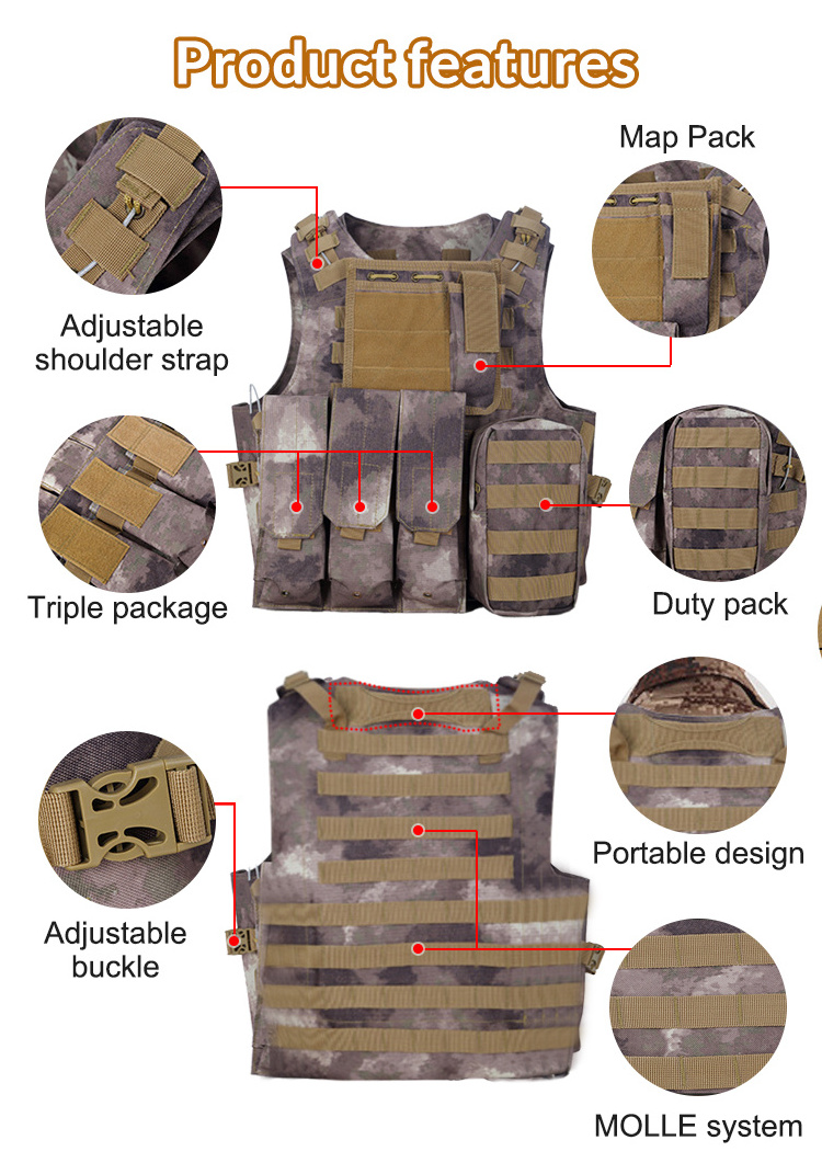 Custom quick release ballistic molle python oxford fabric security plate carrier camouflage hunting tactical vest