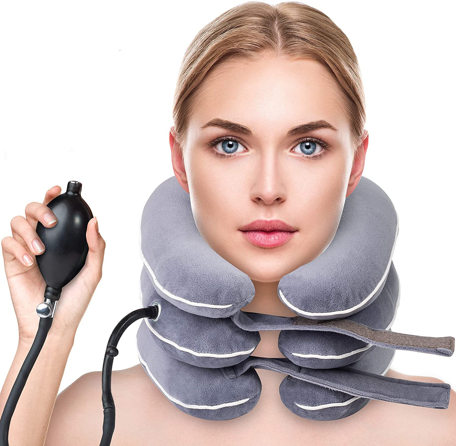 Adjustable pain relief Air Inflatable Collar Brace Neck Support Stretcher Pillow Spine Alignment Cervical Neck Traction Device