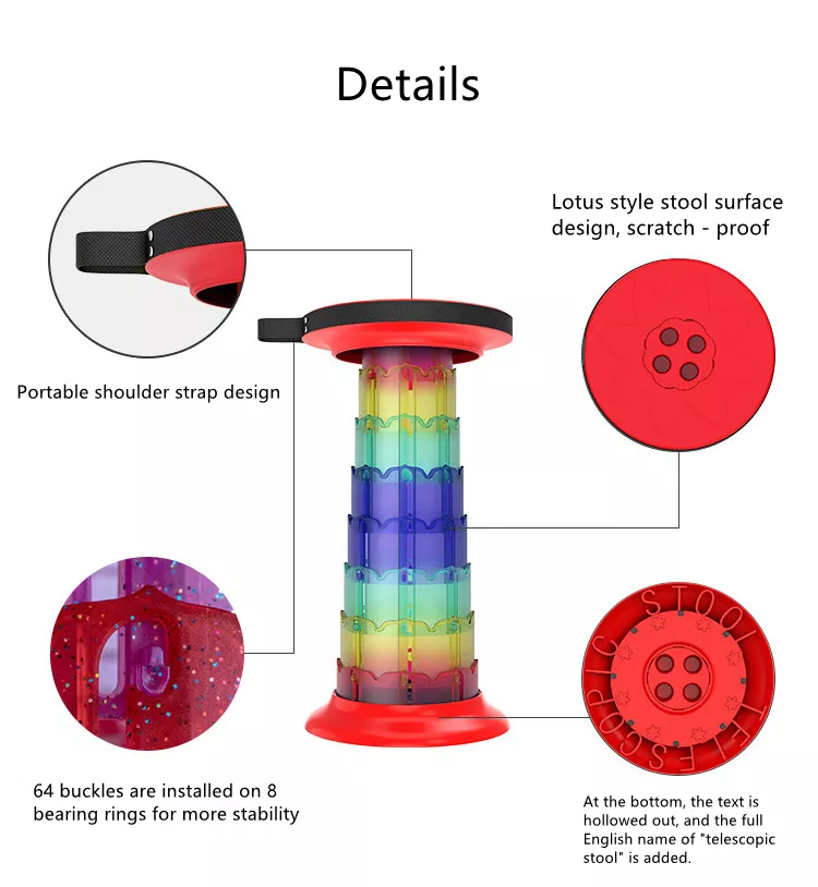 Lotus folding telescopic stool camping car queuing portable stool ten-speed adjustable heightened stool