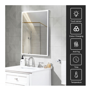 Wall Mounted Vanity Bathroom Mirror Led Touch Sensor Switch Low Moq Makeup Mirror Large Led Smart Mirror Bathroom