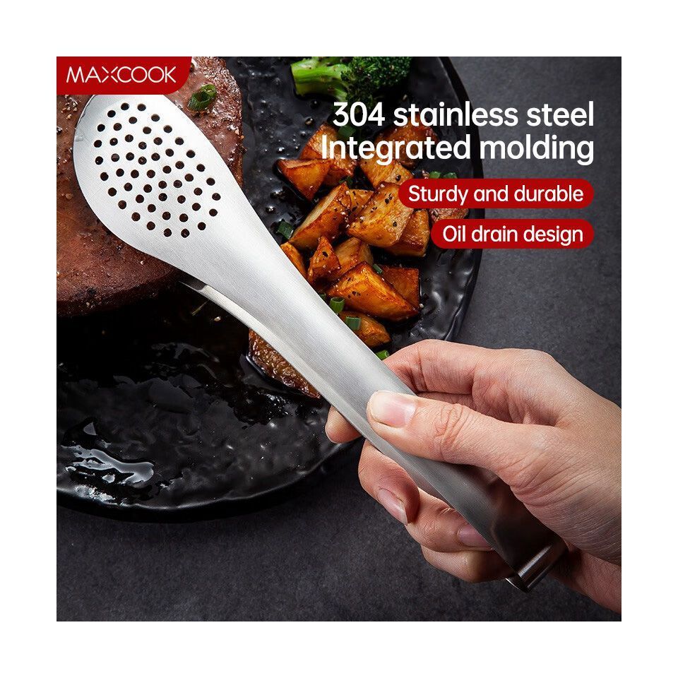 Maxcook Wholesale Kitchen Buffet Party Catering Salad Cake Bread Serving 304 Stainless Steel Tongs kitchen tools & gadgets