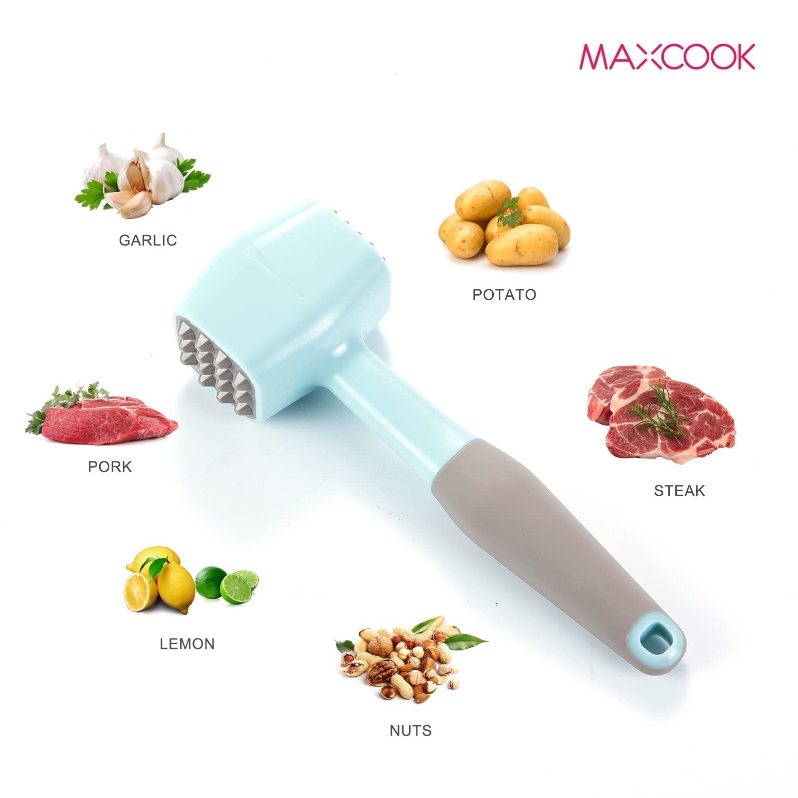 Maxcook Meat Tenderizer Hammer Mallet With Comfort Grip Rubber HandleDual-Sided Meat Pounder For Tenderizing Steak, Beef, Chicke