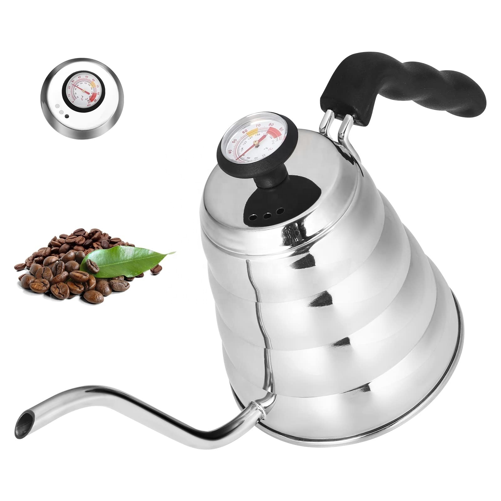 Maxcook 2024 New Product Coffee Kettle Coffee Pot 0.7L/1L/1.2L Stainless Steel Kettle With Temperature Goose neck Design