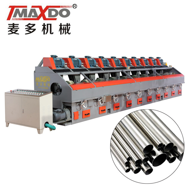 Maxdo 10 Heads 7.5 KW Motor Round Stainless Steel Pipe Polishing Machine