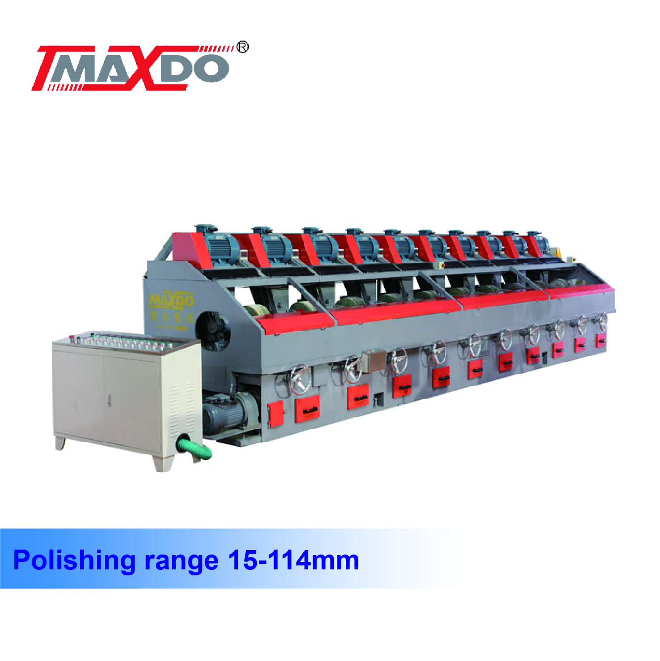 Maxdo 10 Heads 7.5 KW Motor Round Stainless Steel Pipe Polishing Machine