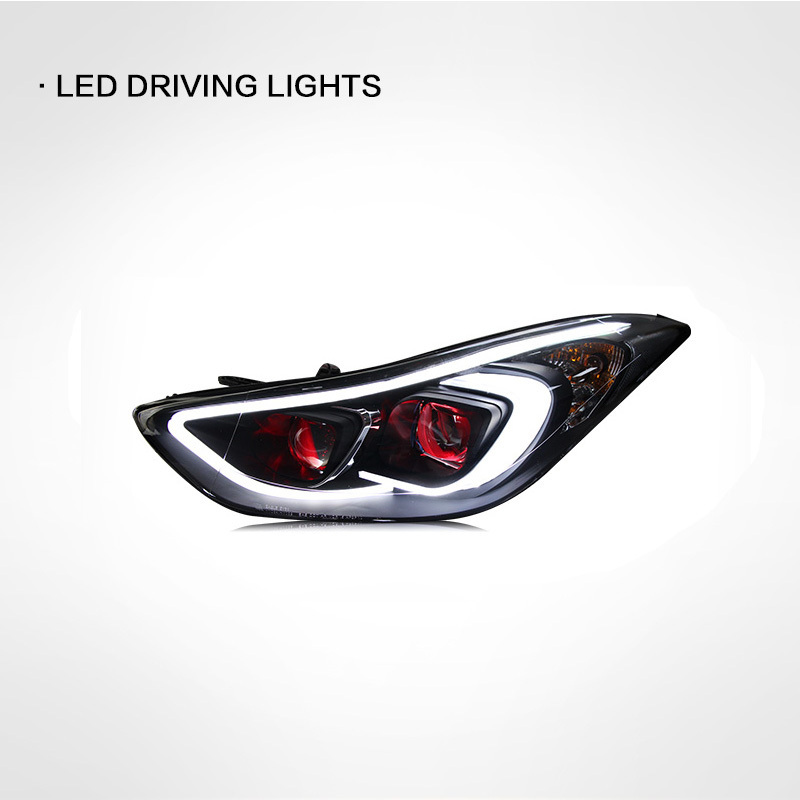 Car LED Lights 4-lens Headlights For Hyundai Elantra 2012-2016 Headlight Projector Dynamic Signal Automotive Accessories