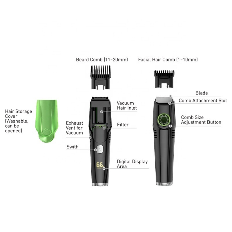 Mens Beard Shaver Groin & Body Grooming Trimmer Professional Cordless Hair Clipper with Vacuum Cleaner