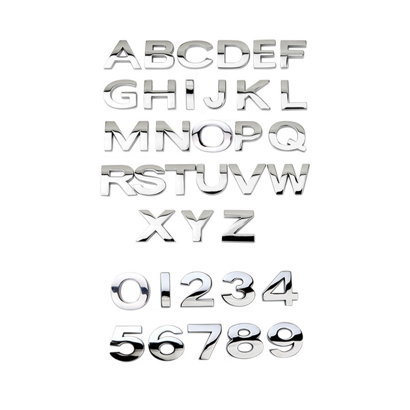 Custom self-adhesive 3D chrome plastic letters numbers car sticker