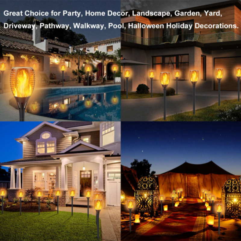 12LED 96LED MINI Torch Lights Realistic Dancing Flames Lamp ABS IP65 Waterproof Outdoor Lawn Led Solar Garden Light