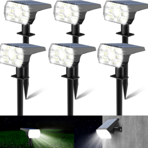 Solar Spotlight Outdoor Waterproof, 3 Lighting Modes Outdoor Solar Landscape Lights, 56 LED Solar Lights Dusk to Dawn 6-Pack