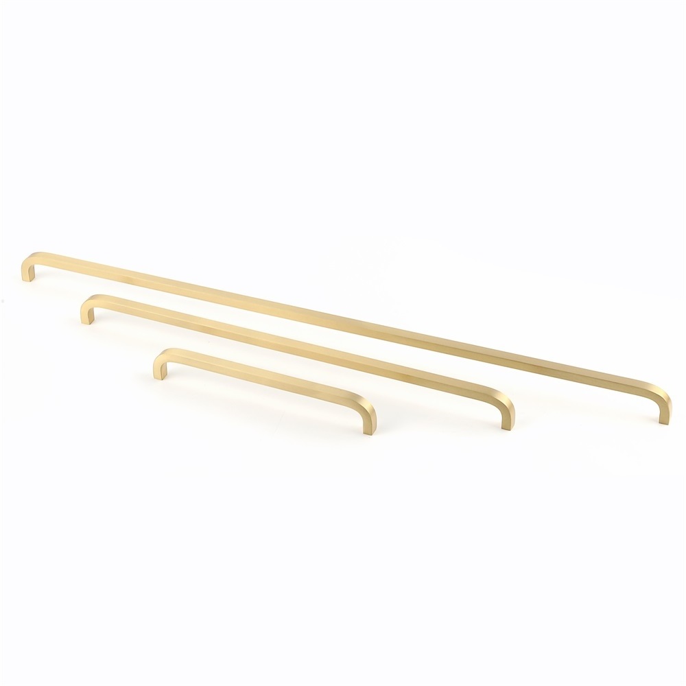 Maxery Custom Size Minimalist Brushed Brass Kitchen Cabinet Handles Cupboard Furniture Pull Handles Furniture Hardware