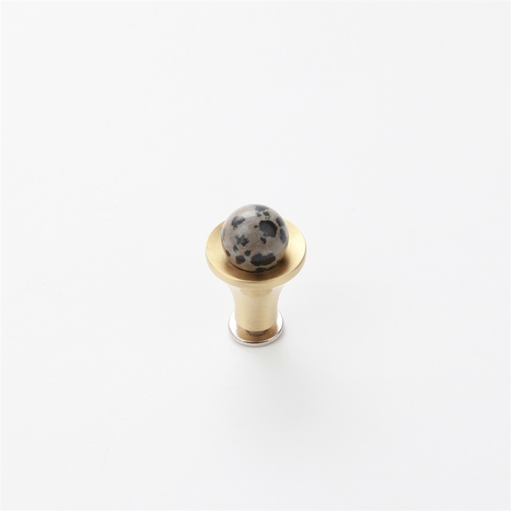 MAXERY Cute Mini Brass and Stone Furniture Hardware Cabinet Handles Single Hole Dresser Drawer Pulls Cabinet Knobs