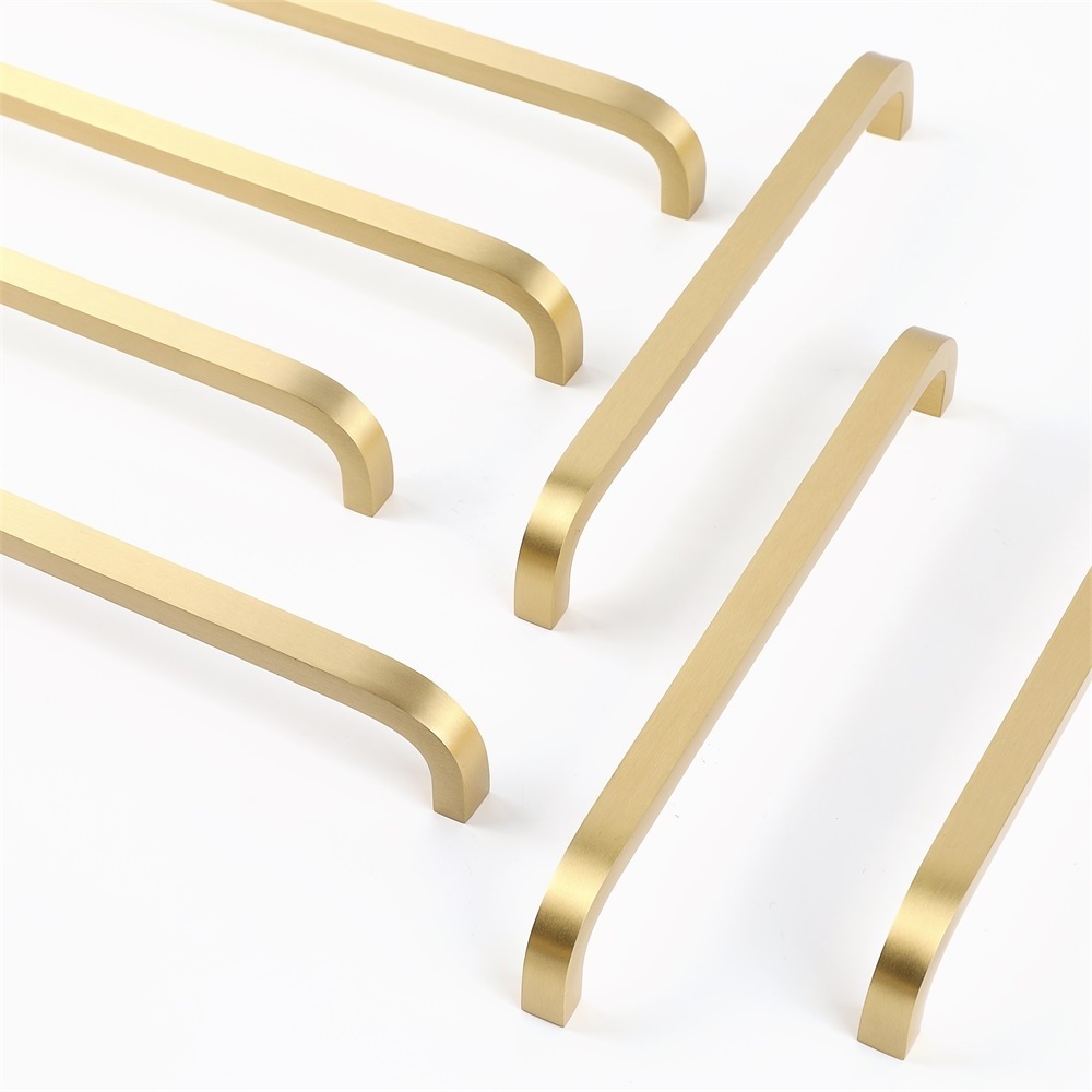 Maxery Custom Size Minimalist Brushed Brass Kitchen Cabinet Handles Cupboard Furniture Pull Handles Furniture Hardware