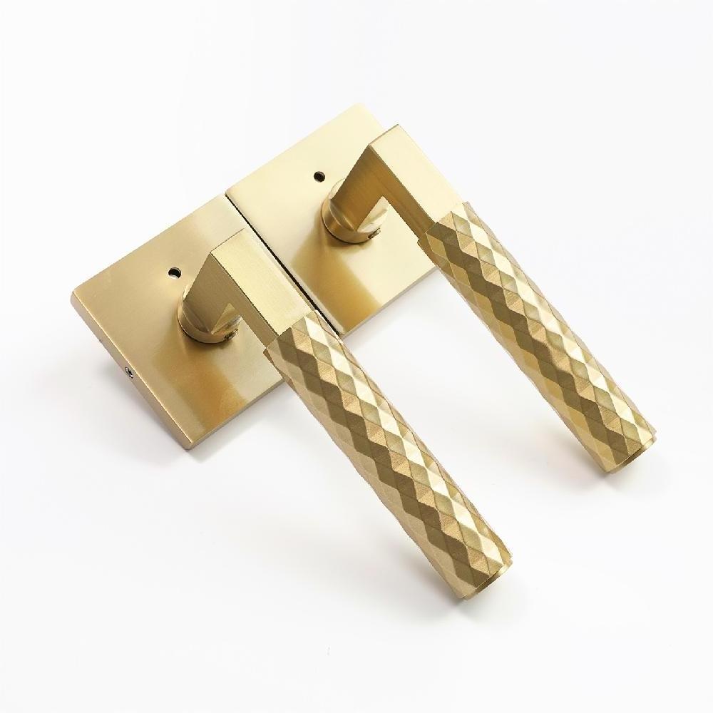 Soft Diamond Knurled Texture Door Handle for American Internal Door Diamond Solid Brass Lever Door Handle Set Lock Latch Rose