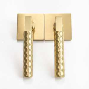 Soft Diamond Knurled Texture Door Handle for American Internal Door Diamond Solid Brass Lever Door Handle Set Lock Latch Rose