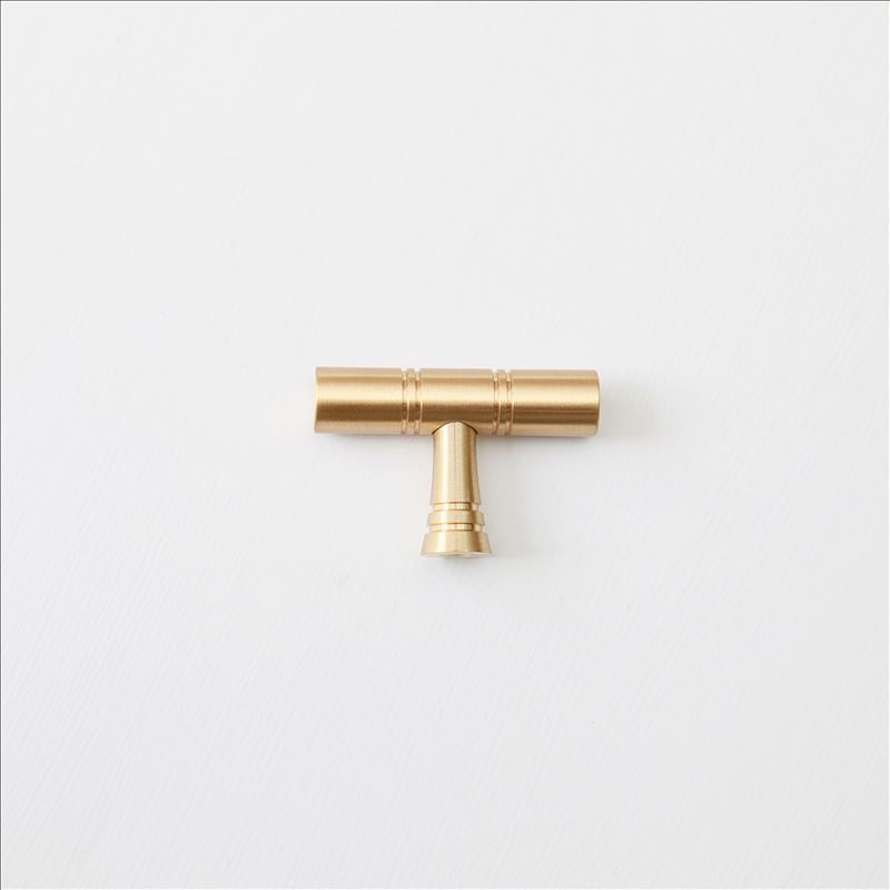 MAXERY Gold Pull Cabinet Handle Solid Brass Wardrobe Kitchen Cabinet Handles T- bar Furniture Handles Pulls and Knobs