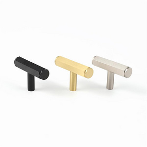 MAXERY Modern Simple T Bar Furniture Handle Brass Cabinet Knob brass lever handle Single Hole Drawer Pull