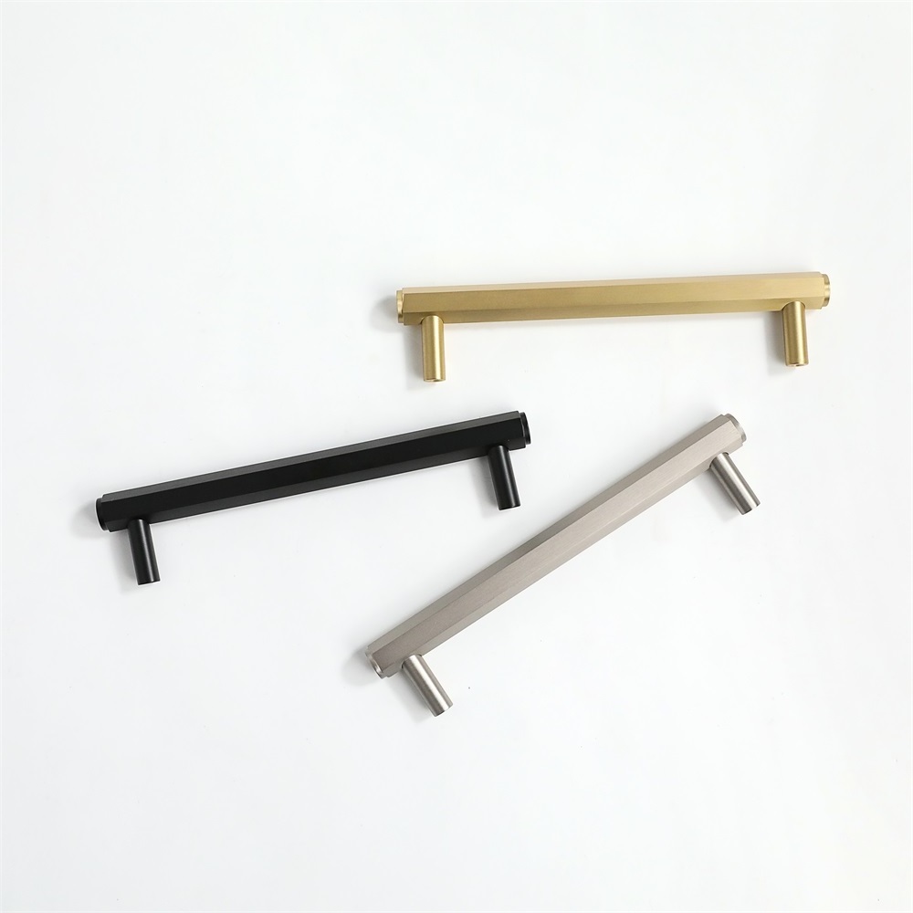 MAXERY Modern Simple T Bar Furniture Handle Brass Cabinet Knob brass lever handle Single Hole Drawer Pull