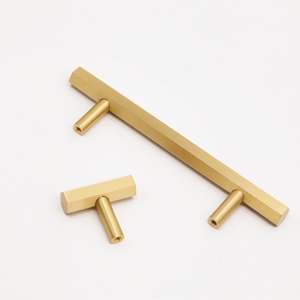 Maxery Hardware Modern Simple Solid Brass Hexagon Furniture Handle Kitchen Cabinet Handles Drawer Knobs For Home Decor