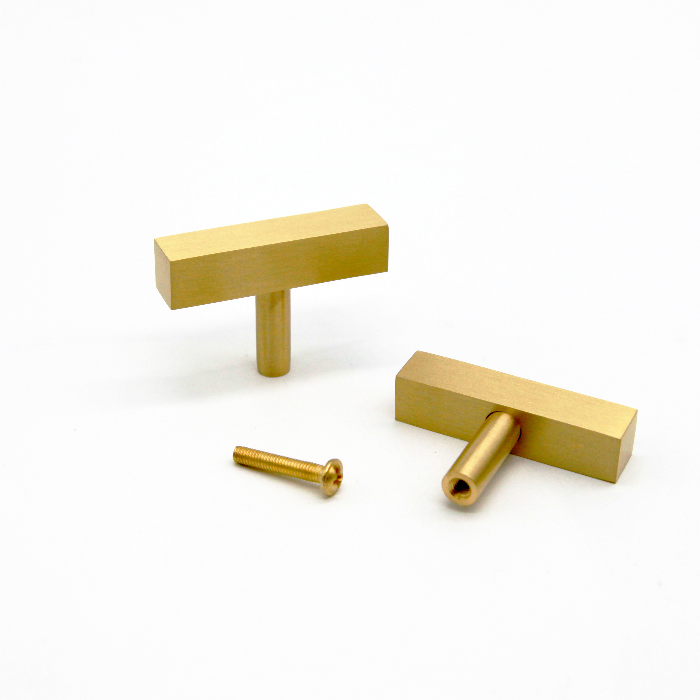 Wholesale Cuboid Brass Drawer Knobs Replacement Door Knobs Furniture Hardware Gold Drawer Pulls