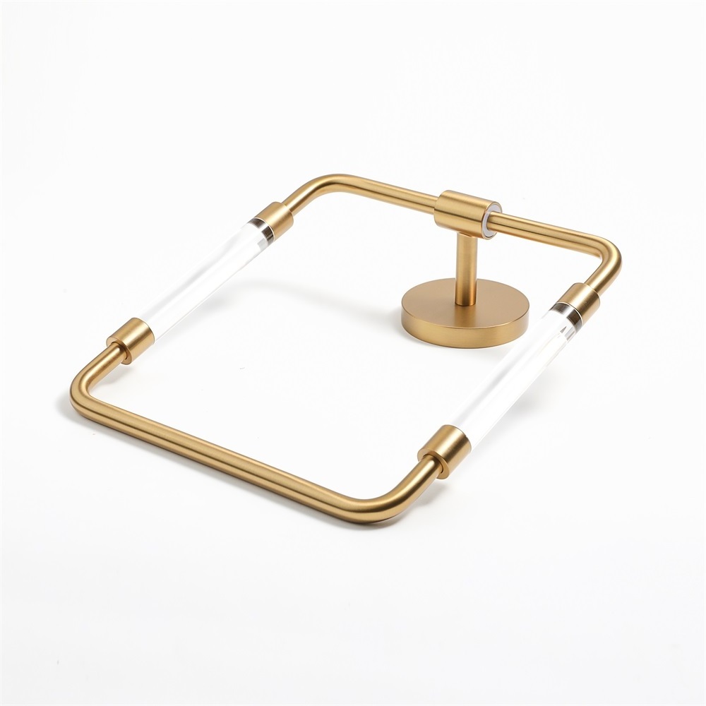 Maxery Modern Wall Mounted Amber Brass Acrylic Towel Rack Towel Ring Clothes Racks & Rails Wall Bath Towel Holder