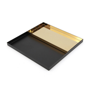 MAXERY Wholesale Custom Logo Rectangle Metal Mirror Gold Stainless Steel Serving Tray