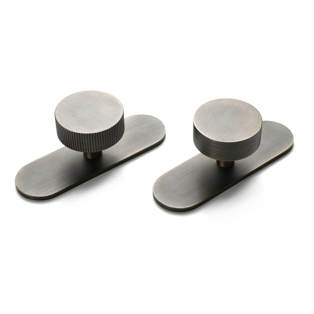 Maxery High Quality Cabinet Knobs Furniture Handles with Plate Matte Satin Brass and Antique Brass Color Draw Knobs