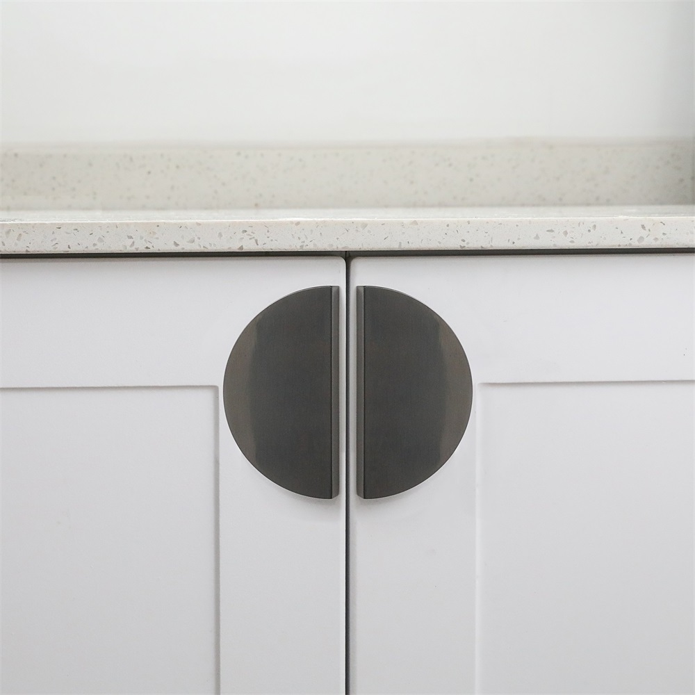 Zinc Alloy Semi-circular Mirror High-end Cabinet Door Pull Handle Half-moon Handles Wardrobe Pulls