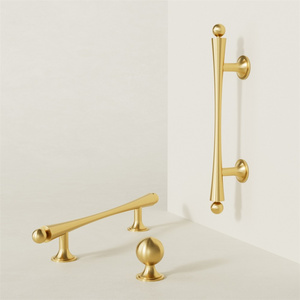 Maxery Luxury Metal Brass Handle Unique Design Ball Satin Brass Cabinet Handles Furniture Handles Knobs for Cabinet Drawer