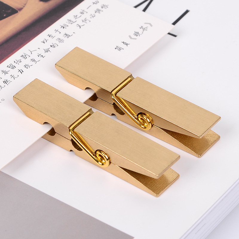 Maxery Solid Brass Clip Nordic INS Gold Brass Dovetail Clip Food Seal Bill Clothes Clip Customized Logo