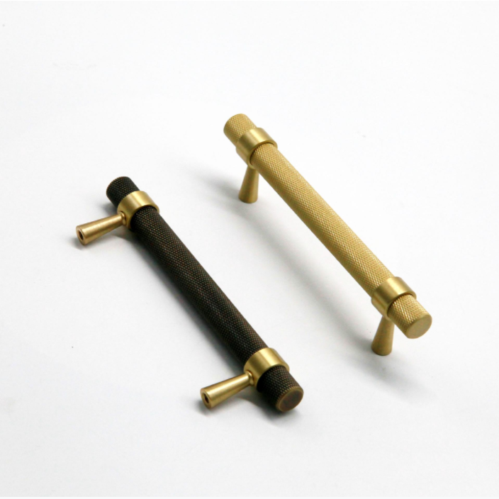 MAXERY Brass Furniture Handles and Knobs Knurled Solid Brass Cabinet Knobs Replacement Door Knobs Wardrobe Pulls