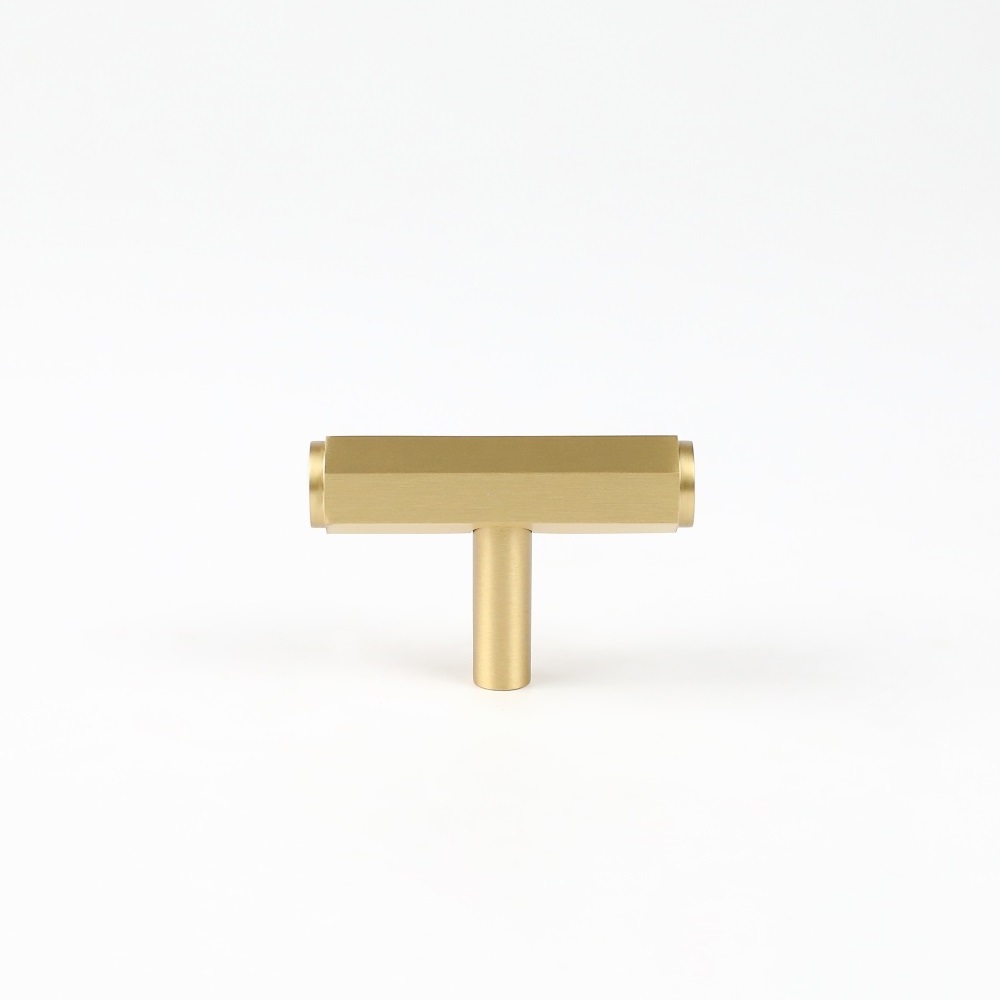 MAXERY Modern Simple T Bar Furniture Handle Brass Cabinet Knob brass lever handle Single Hole Drawer Pull