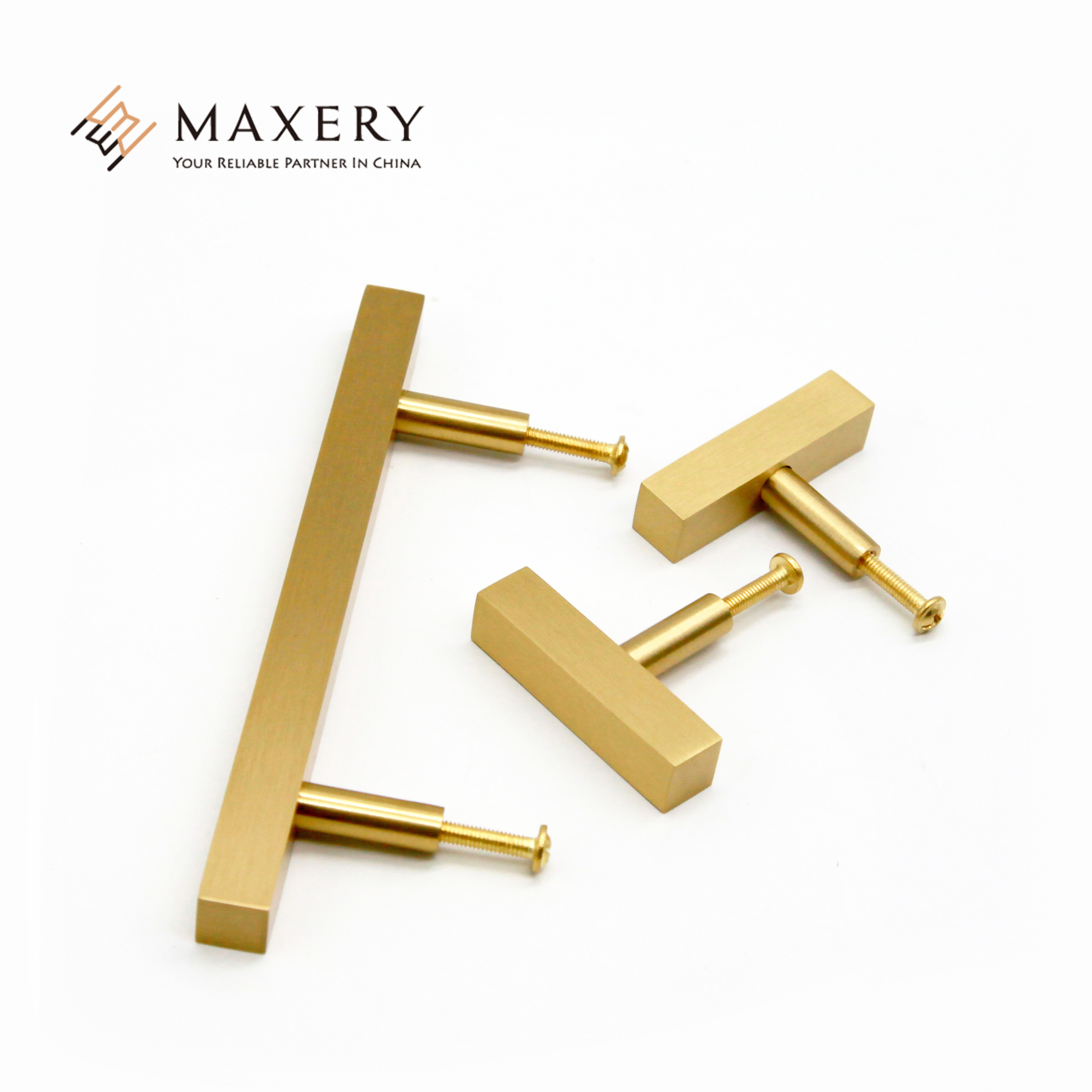 Wholesale Cuboid Brass Drawer Knobs Replacement Door Knobs Furniture Hardware Gold Drawer Pulls