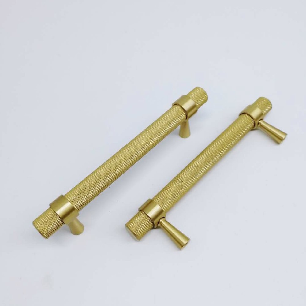 Maxery Brass Furniture Handles and Knobs Home Decoration Knurled Cylinder Solid Brass Cabinet Knobs Replacement Door Knobs