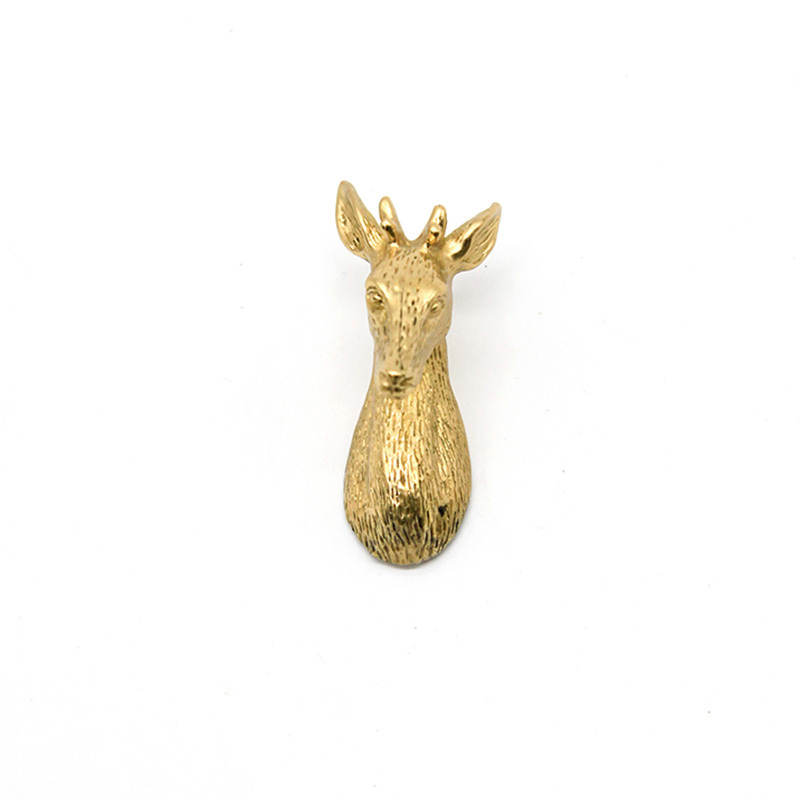 MAXERY New Design Modern Brass Animal Head Knobs Dresser Drawer Brass Knobs Hardware Handles