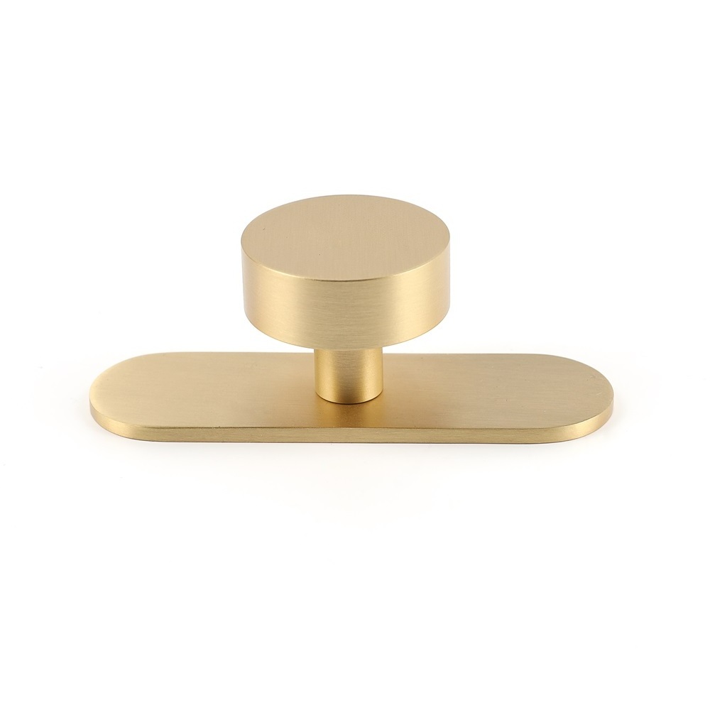 Maxery High Quality Cabinet Knobs Furniture Handles with Plate Matte Satin Brass and Antique Brass Color Draw Knobs