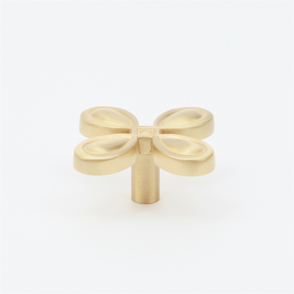 Clover Chinese Knot Little Handle Knob for Cabinet Drawer Dresser Cute Solid Brass Furniture Handle Kitchen Hardware