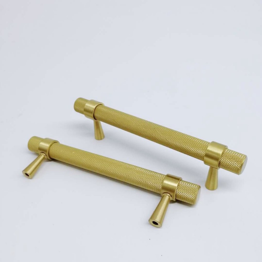 Maxery Brass Furniture Handles and Knobs Home Decoration Knurled Cylinder Solid Brass Cabinet Knobs Replacement Door Knobs