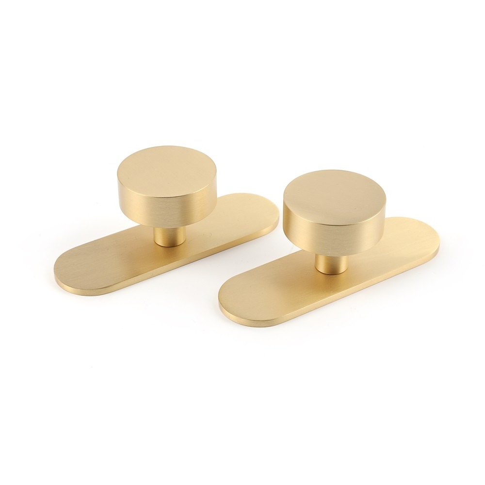 Maxery Nordic Solid Brass Drawer Knobs With Plate Round Pull Handles Gold Cabinet Handles For Home Decor