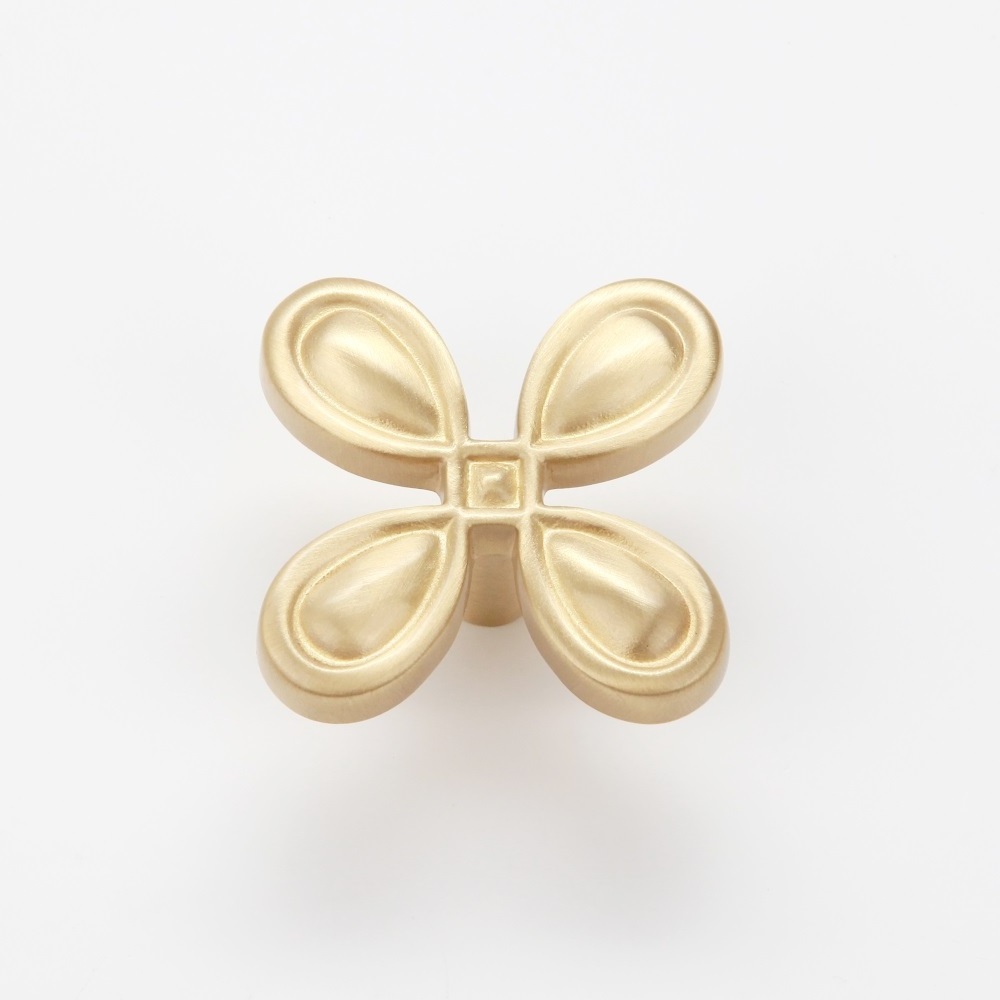 Clover Chinese Knot Little Handle Knob for Cabinet Drawer Dresser Cute Solid Brass Furniture Handle Kitchen Hardware