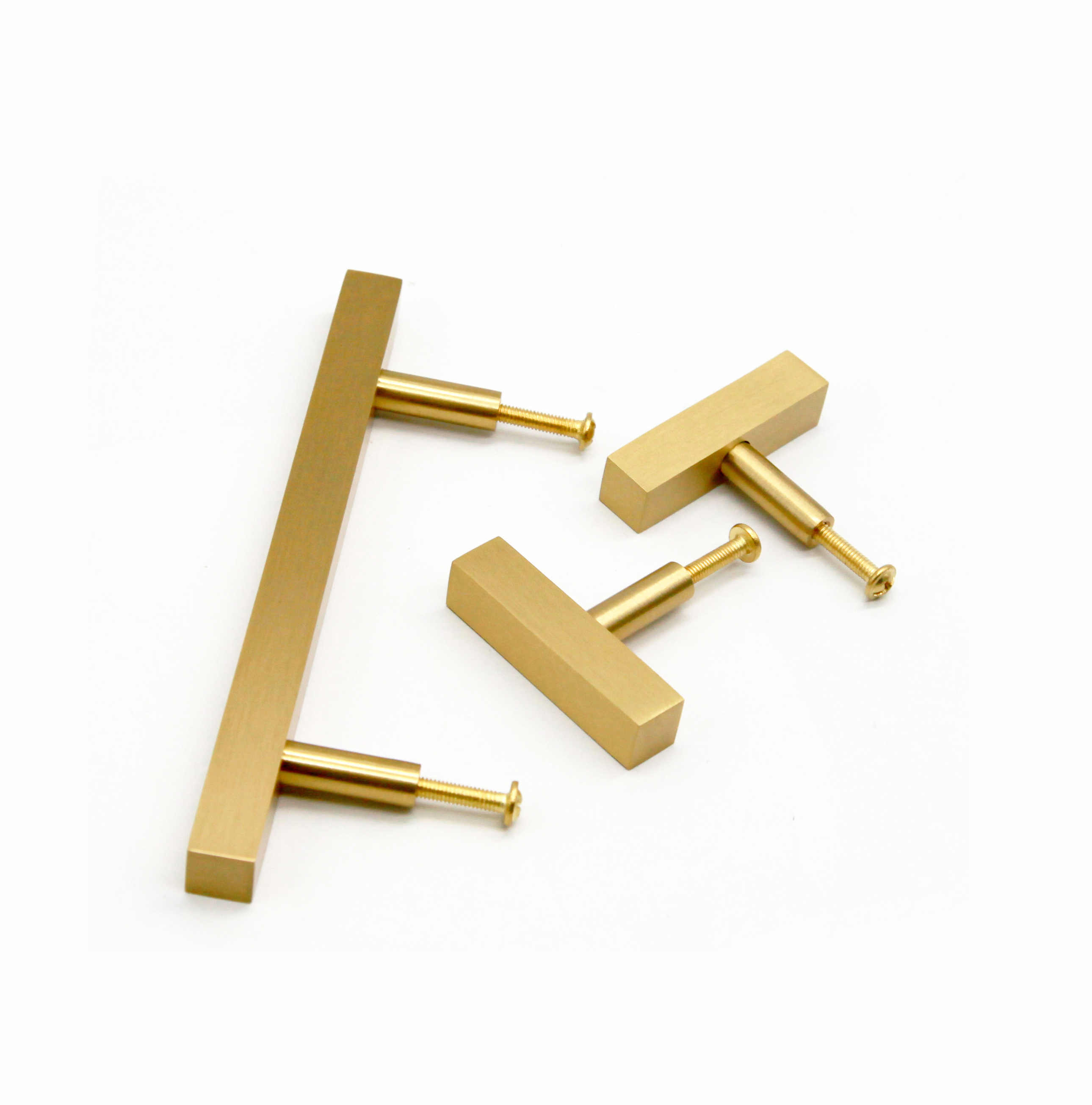 Maxery Brass Kitchen Hardware Polished Brass Kitchen Drawer Pull Brushed Gold Square Cabinet Handle Dresser Hardware