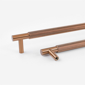 MAXERY T Bar Metal Cabinet Hardware Solid Furniture Kitchen Drawer Rose Gold T Bar Handle Copper Knurling Pulls