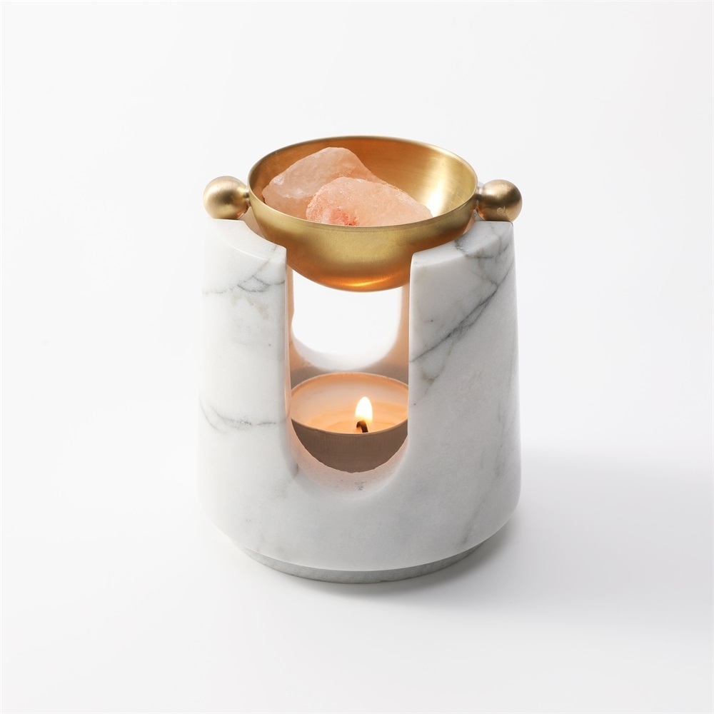 MAXERY Essential Oil Burner Innovative White Marble Stone Grey Black Aromatherapy Diffuser Essential Oil Wax Melt Burner Gold