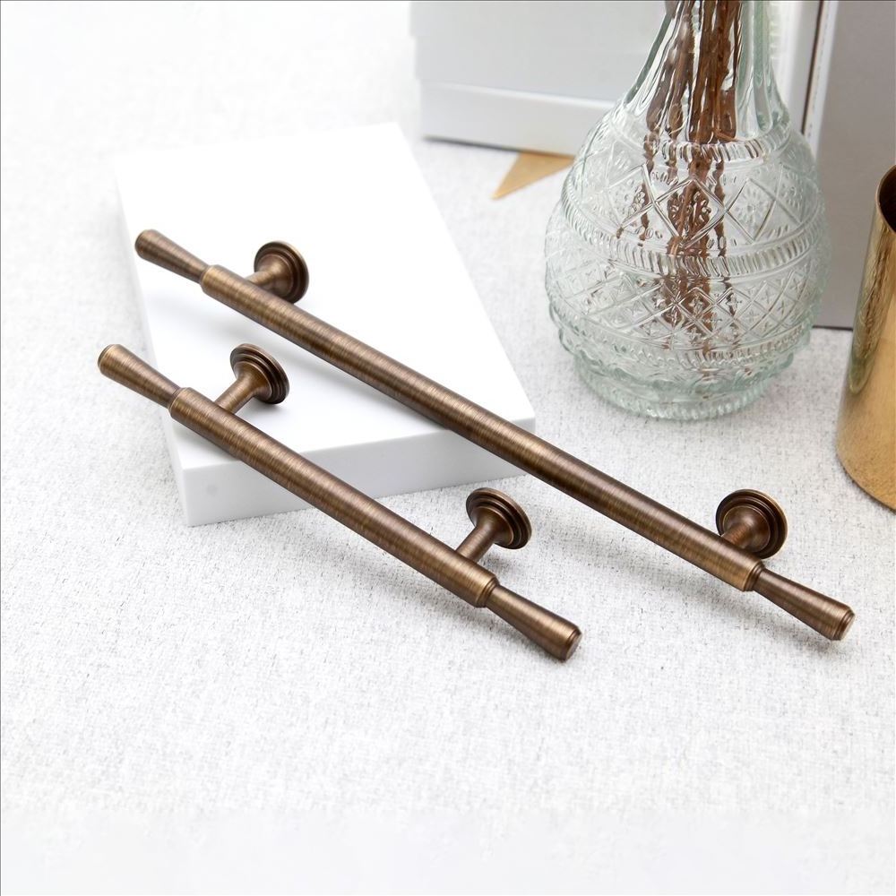 Antique Coffee Brass Cabinet Handle Premium Solid Brass Kitchen Handle Pull T-bar Bathroom Kitchen Hardware Accessories