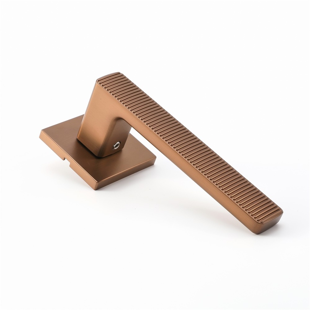 Modern Stripe Flat Lever Door Handle Fine Quality Zinc Zamak Interior Door Handle Lock Black Rose Gold Stripe Handle