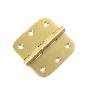 Custom Round Corner Solid Brass Hinge 3.5" 4" Polished Brass Door Hardware Accessories 4 Bearings High Quality Brass Hinge