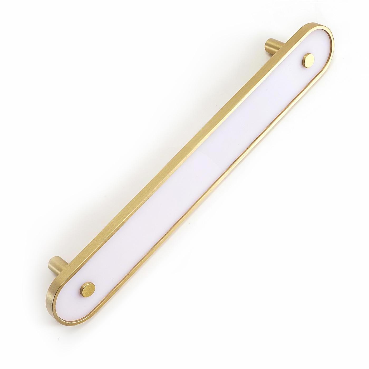 Maxery Unique Design Pull Handle Acrylic Brass Cabinet Handle White Furniture Handle for Home Hotel Decoration